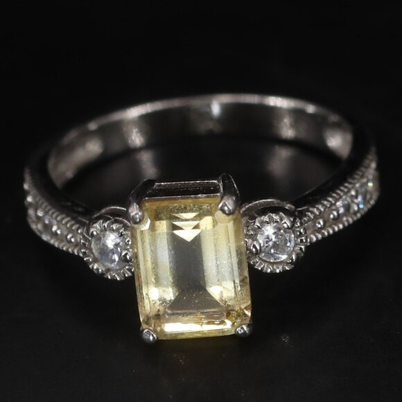 Argento 925 Sterling Silver Ring, with Genuine Gemstone (Citrine) - Picture 1 of 5